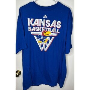 Adidas Kansas Jayhawks Basketball T Shirt Blue Mens 2X Cotton Tee